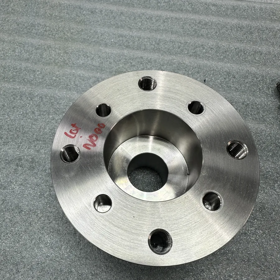 Machined steel flange with bolt circle