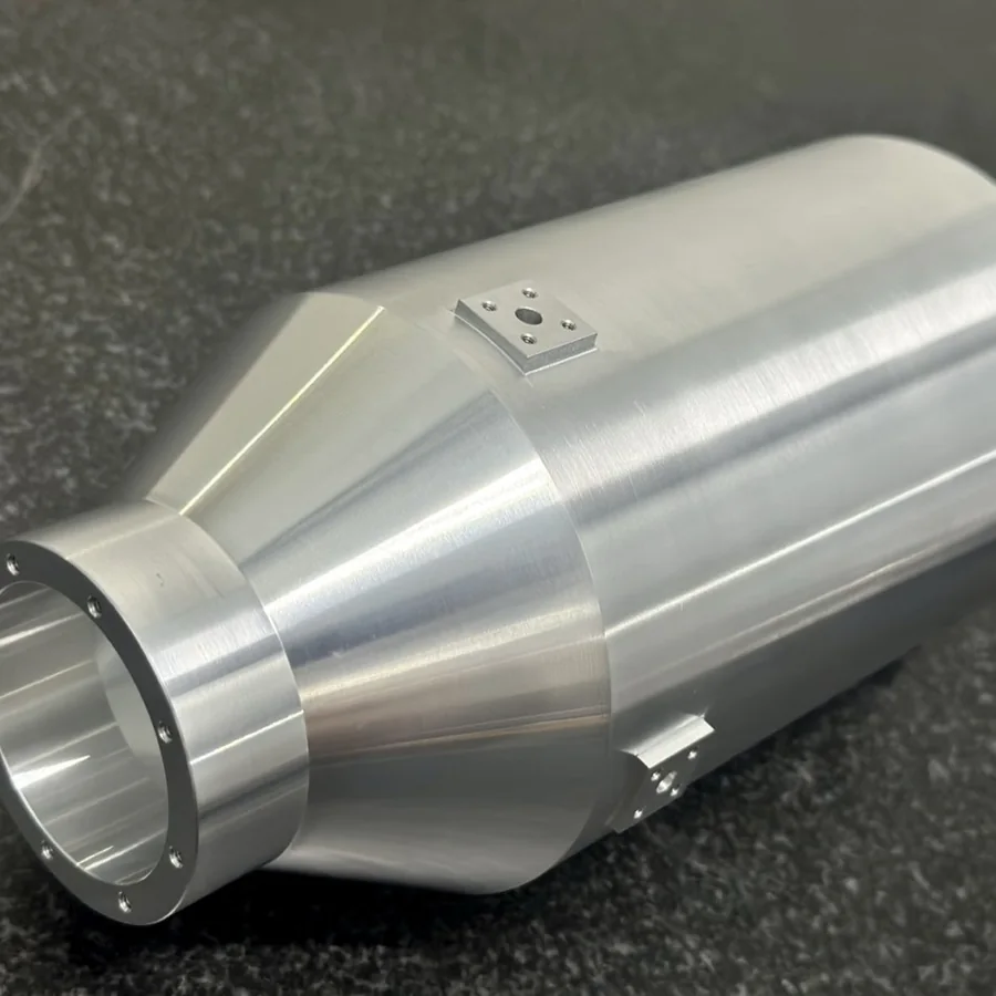Large turned aluminium nozzle cone with bolted flange face